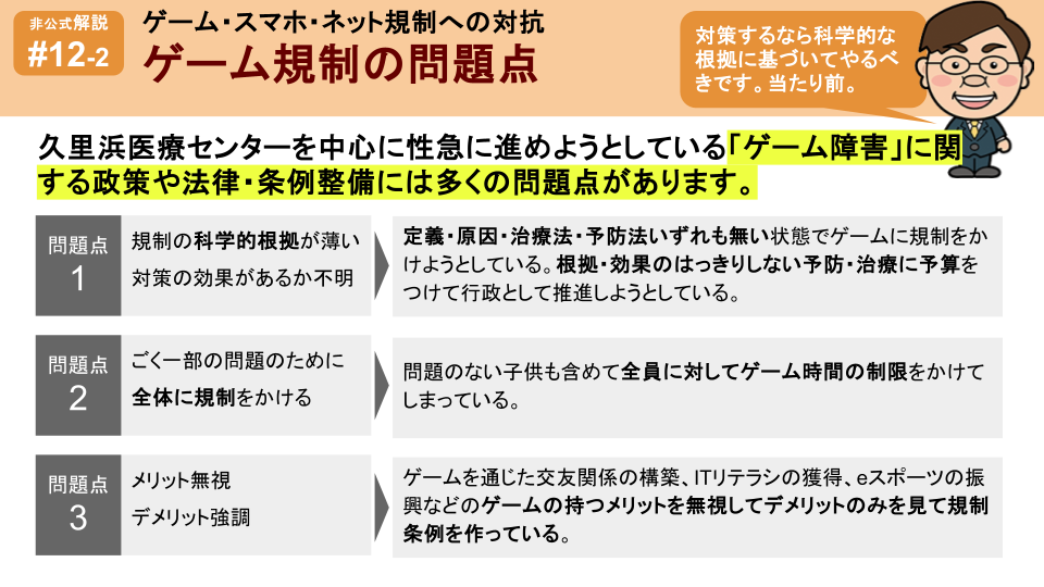 ゲーム規制の問題点